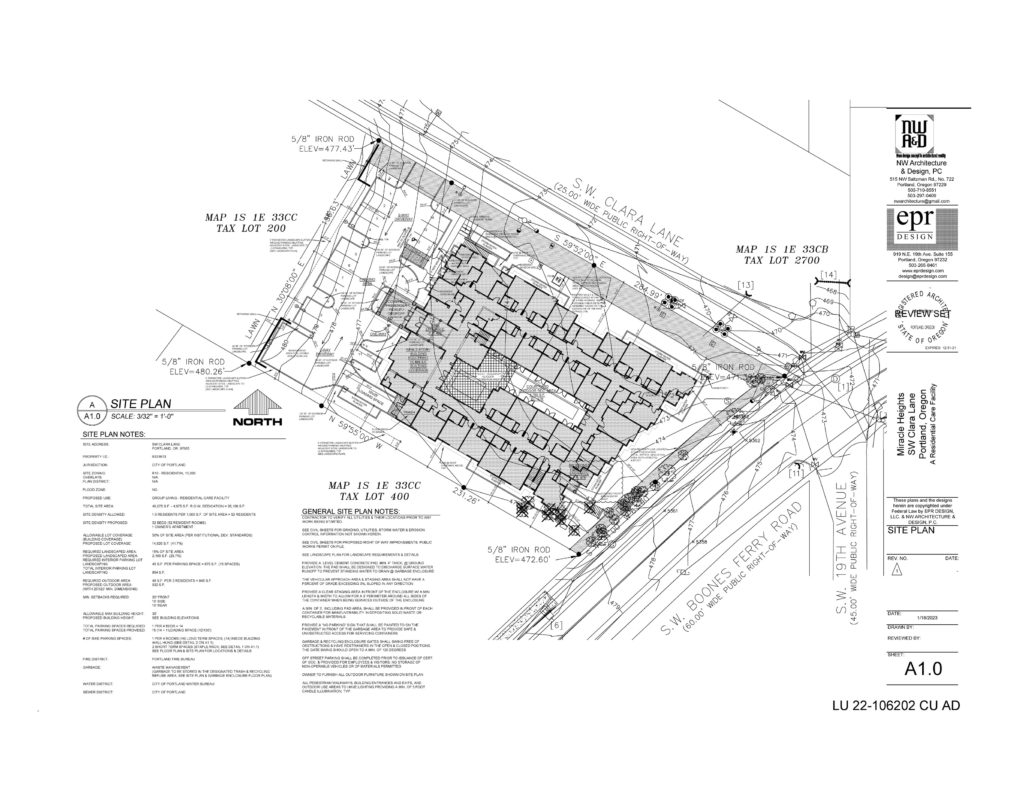 Miracle Heights Site Plan schematic drawing